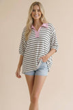 Pink Collared Striped Knit Top