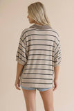 Pink Collared Striped Knit Top
