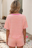 Pink and Yellow Stripe Short Set