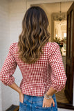Red Plaid Smocked Top
