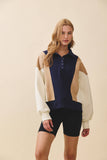 Navy and Tan Colorblock Sweatshirt
