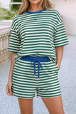 Pink and Yellow Stripe Short Set