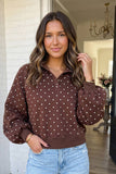 Brown Polka Dot Pullover Sweatshirt