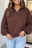 Brown Polka Dot Pullover Sweatshirt