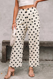 Ivory Polka Dot Print Patched Pocket Pants