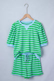 Green and Blue Stripe Shorts Set (Small-4X)