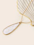 White Water Drop Pendant Necklace