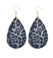 Gray Leopard Drop Earrings