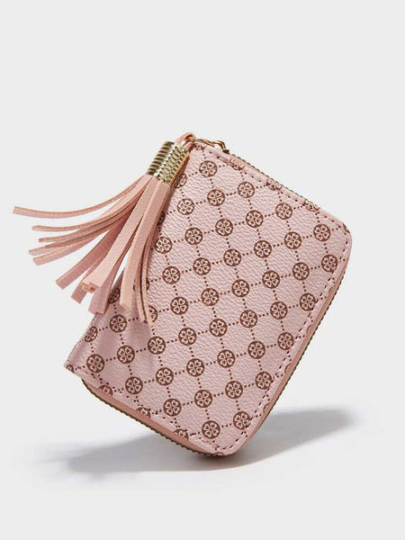 Pink and Tan Checkered Card Holder