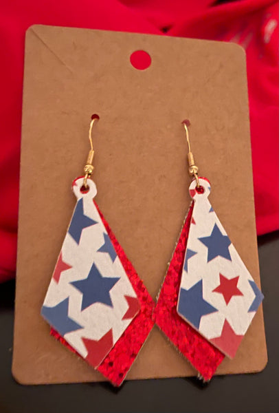 White Star With Red Earrings