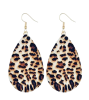 Cream Leopard Drop Earrings