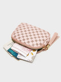 Pink and Tan Checkered Coin Purse