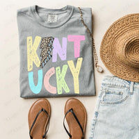 Pastel Leopard Bolt KY State Tee