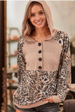 Taupe Leopard Button Hoodie