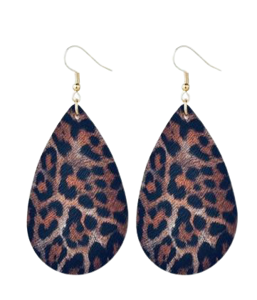 Brown Leopard Drop Earrings