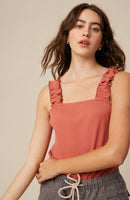 Clay Ruffle Strap Knit Top
