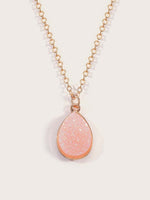Pink Glitter Water Drop Necklace