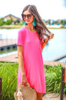 Pink Pocket T-Shirt Dress