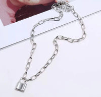 Silver Paperclip Chain with Lock