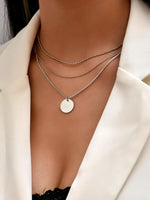 Silver or Gold Pendant Layered Necklace