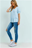 Baby Blue and White Animal Print Top
