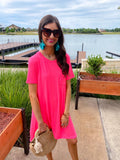 Pink Pocket T-Shirt Dress