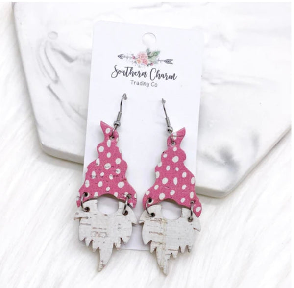 Pink Doodle Dot Gnome Earrings
