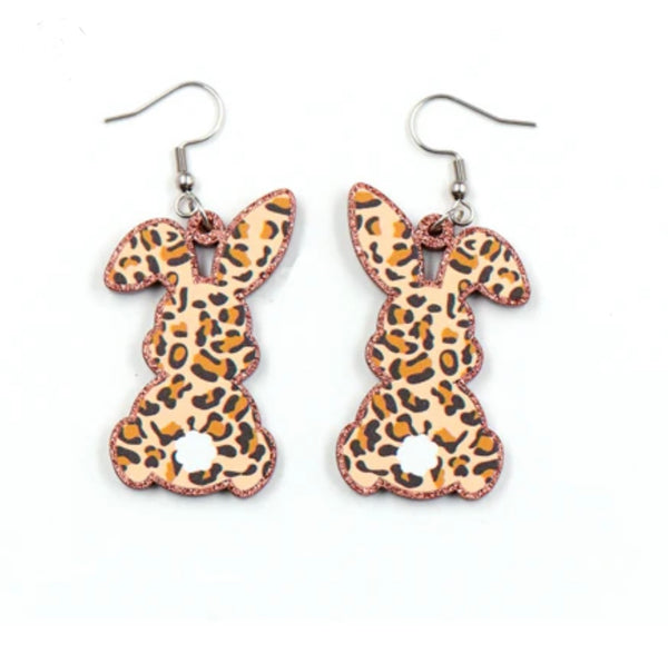 Leopard Acrylic Bunny Earrings