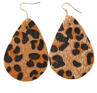 Tan Leopard Drop Earrings