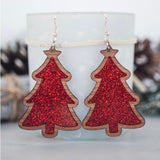 Wood Christmas Tree Earrings