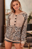 Taupe Leopard Button Hoodie
