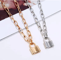 Gold Paperclip Chain with Lock