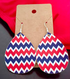 Red, White and Blue Leather Earrings