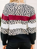 Red Stripe Cheetah Print Sweater