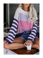 Purple Stripe Colorblock Sweater