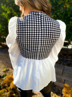 Houndstooth Babydoll Blouse