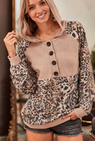 Taupe Leopard Button Hoodie