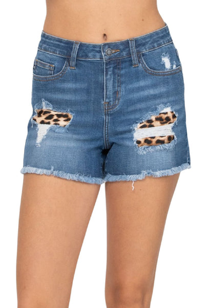 Judy Blue Leopard Patch Shorts