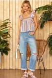 Multi Stripe Babydoll Top