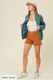 Butterscotch Ruffle Hem Denim Shorts