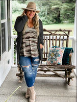 Black Waffle Cardigan in One Size and One Size Plus