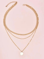 Silver or Gold Disc Layered Necklace