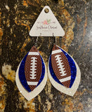 Blue & White Football Earrings