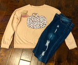 Pumpkin Leopard Print Sweatshirt
