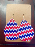 Red, White and Blue Leather Earrings