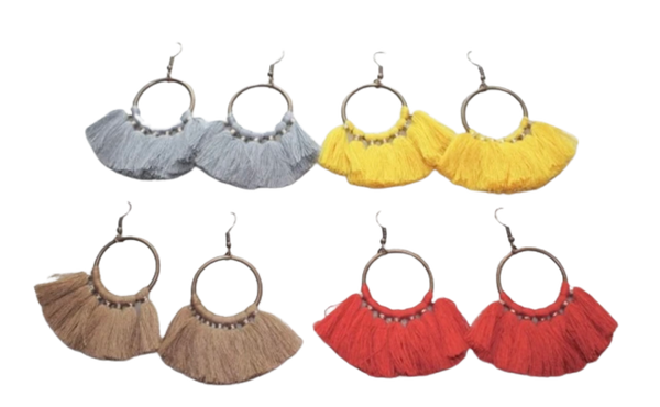 Gray/Caramel/Yellow/Red Fan Drop Earrings