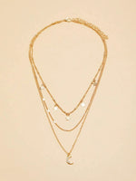 Gold Bar Coin Layered Necklace