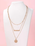 Gold Bar Coin Layered Necklace