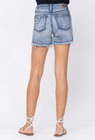 Judy Blue Patch Distressed Mid-Rise Shorts