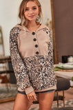 Taupe Leopard Button Hoodie